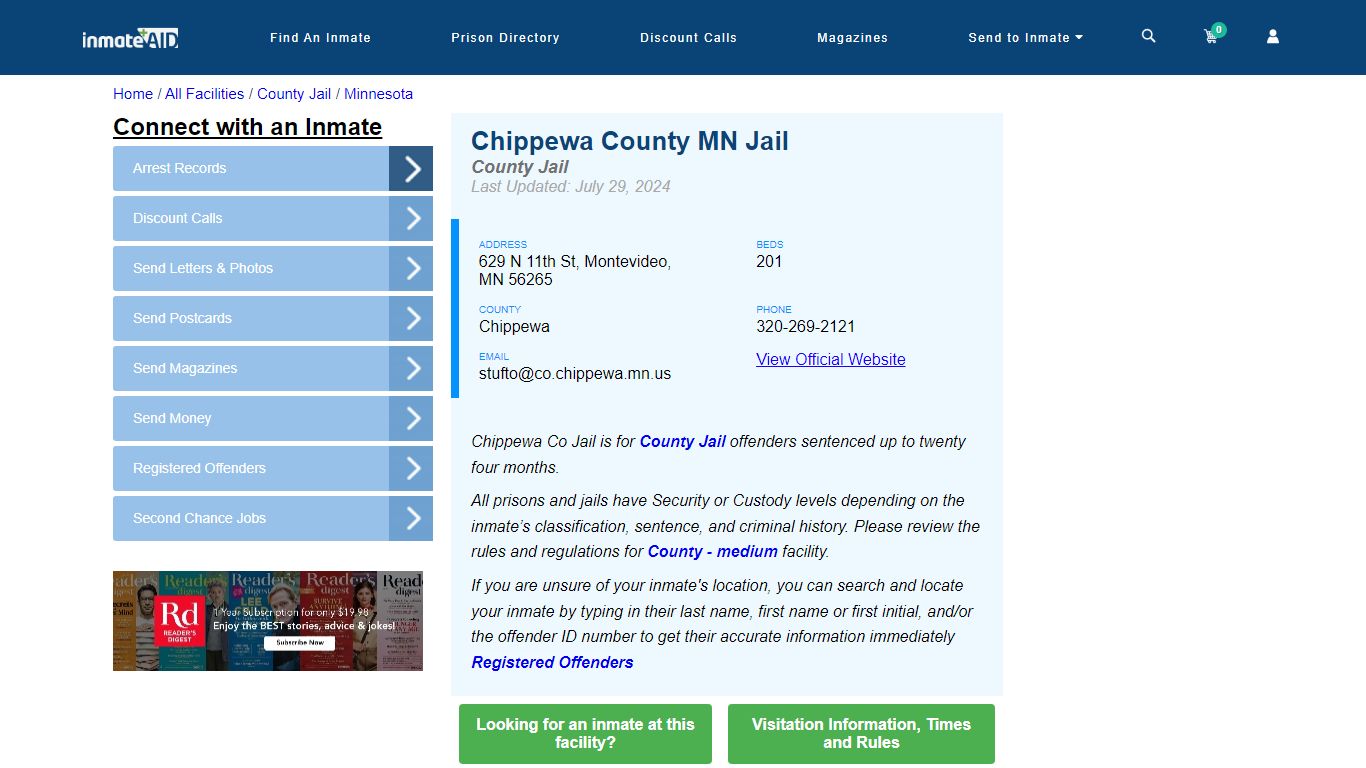 Chippewa County MN Jail - Inmate Locator